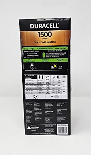 Duracell Dual Power Lantern 1500 Lumens with 5 Power Sources Available for Charging - 1 Lamp, Black - Image 4