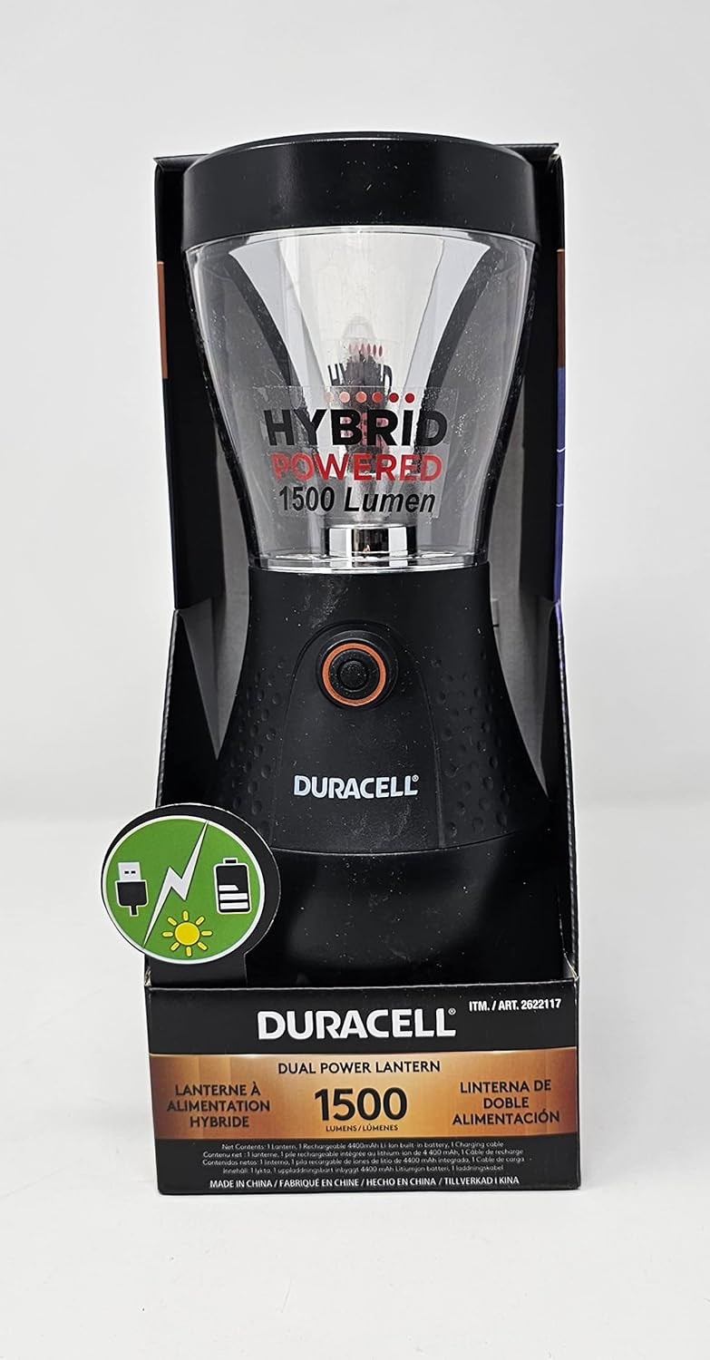 Duracell Dual Power Lantern 1500 Lumens with 5 Power Sources Available for Charging - 1 Lamp, Black - Image 6