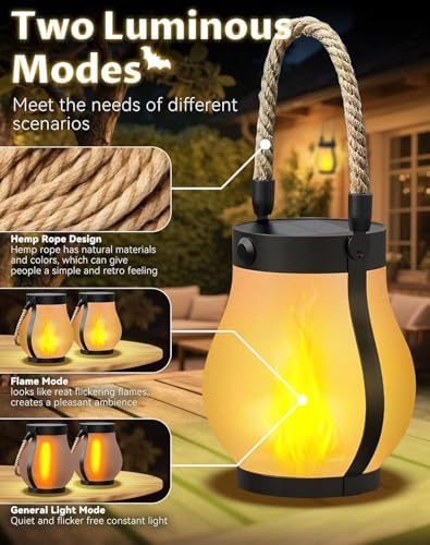 Kaliqo Solar Lantern Outdoor Lights - Realistic Dancing Flame Effect, Solar-Powered LED Lantern for Camping, Yard, Garden, Patio & Porch Decor (4Pcs) - Image 6