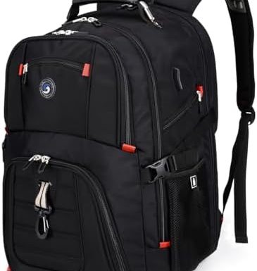 SHRRADOO Extra Large 50L Travel Laptop Backpack with USB Charging Port, College High School Backpack Airline Approved Business Work Bag Fits 17 Inch Computer for Men Women